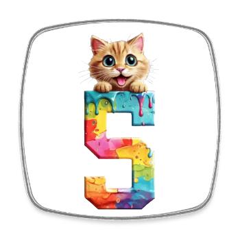 5 JAHRE KATZE 5. GEBURTSTAG - Viereckiger Kühlschrankmagnet - Weiß - Vorne