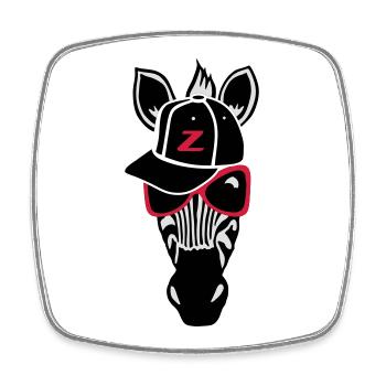 Hip Hop Zebra mit Sonnenbrille und baseball cap - Viereckiger Kühlschrankmagnet - Weiß - Vorne