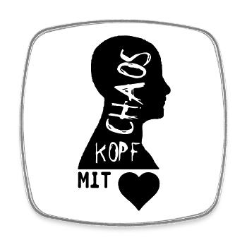 Chaoskopf mit Herz Geschenk - Viereckiger Kühlschrankmagnet - Weiß - Vorne