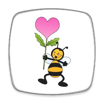 Abeille avec fleur de cœur amour Saint-Valentin - Magnet carré - blanc - Devant