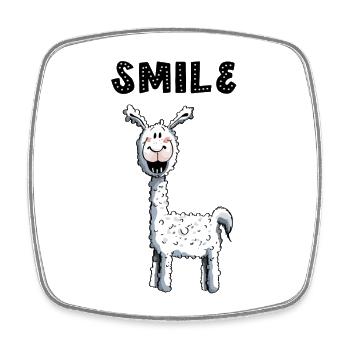 Le lama est dans une bonne humeur - sourire - sourire - Animaux - Magnet carré - blanc - Devant