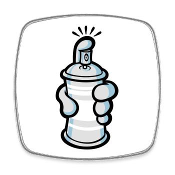 Cartoon paint spray - Viereckiger Kühlschrankmagnet - Weiß - Vorne