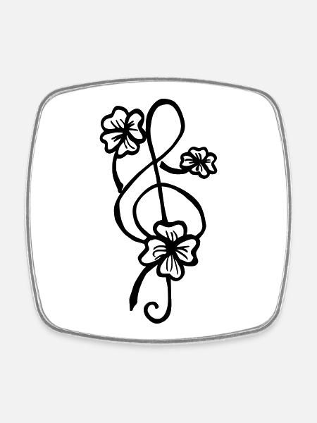 Clef shamrock - Magnet carré - blanc
