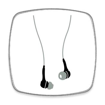 earphones Kopfhörer - Viereckiger Kühlschrankmagnet - Weiß - Vorne