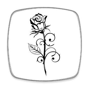 Beautiful rose with leaf - Square fridge magnet - white - Front