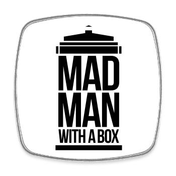 Mad man with a box - Magnet carré - blanc - Devant