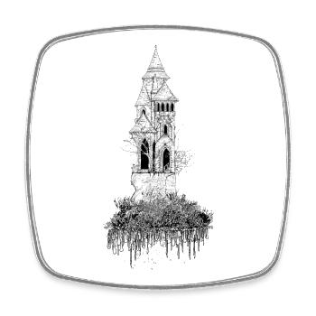 ivory tower - Square fridge magnet - white - Front