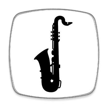 saxophone - Magnet carré - blanc - Devant