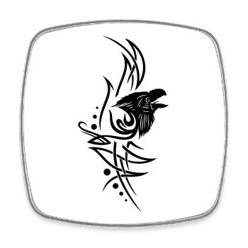 Rabe, raven, Tribal, Tattoo - Viereckiger Kühlschrankmagnet - Weiß - Vorne