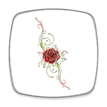 Filigranes Tribal mit Rosenblüte, rose - Viereckiger Kühlschrankmagnet - Weiß - Vorne