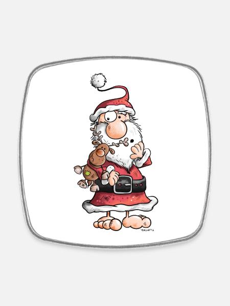 Santa Claus câlins Rennes - Magnet carré - blanc