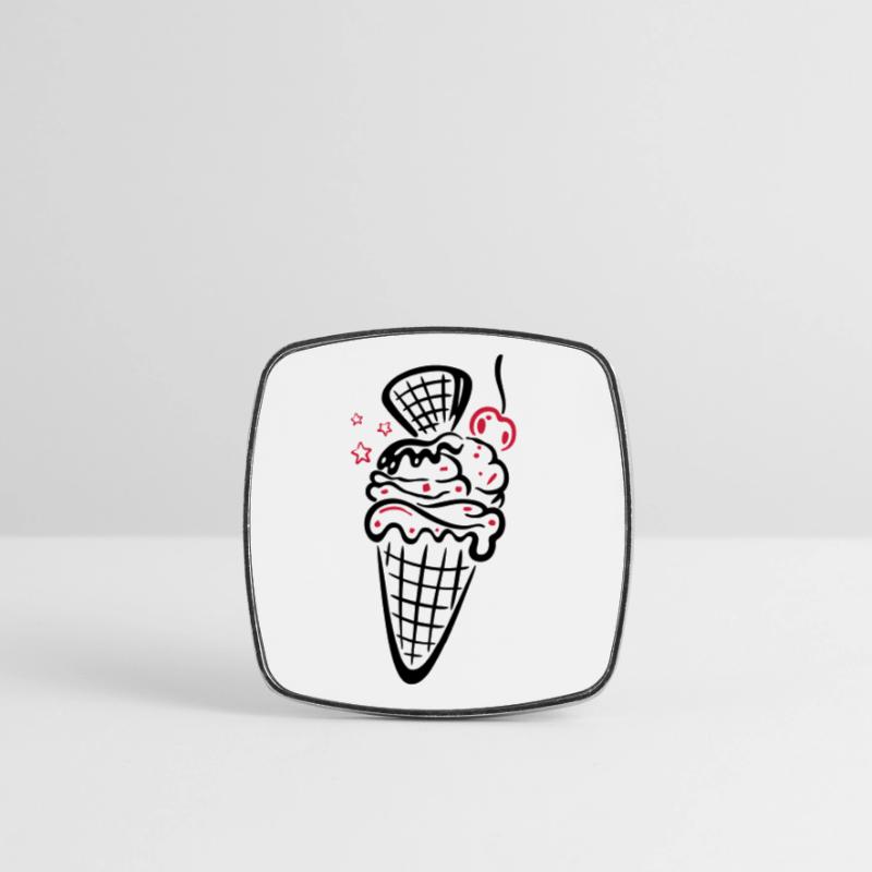 Eis, Eiswaffel mit Kirsche Viereckiger Kühlschrankmagnet