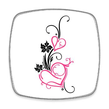 Two hearts with blossoms - Square fridge magnet - white - Front