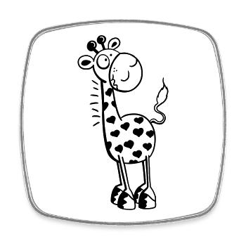 Cute Giraffe with hearts - Square fridge magnet - white - Front