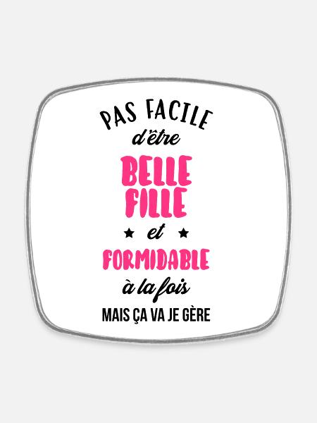 Belle Fille - Mariage - Mariée - Famille - Noël - Square fridge magnet - white