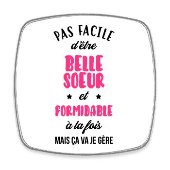 Belle Beau-Frère / Belle-Sœur / Beau Frere / Belle - Magnet carré - blanc - Devant