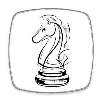 Schach Pferd Zeichnung SKizze Schachspieler icon - Viereckiger Kühlschrankmagnet - Weiß - Vorne