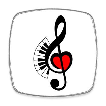PIANO-Taste 3 - Viereckiger Kühlschrankmagnet - Weiß - Vorne