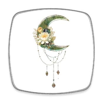 Elegant and noble moon with flowers - Square fridge magnet - white - Front