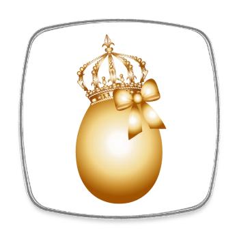 Oeuf d’or avec couronne dorée et boucle d’or - Magnet carré - blanc - Devant
