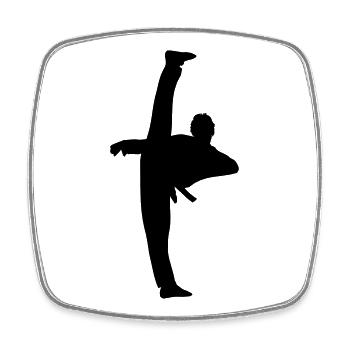 High Kick von Taekwondo oder Karate Schattenfigur - Viereckiger Kühlschrankmagnet - Weiß - Vorne