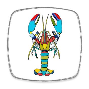 Colorful crab neon style - Square fridge magnet - white - Front