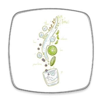 Gin and Tonic - Viereckiger Kühlschrankmagnet - Weiß - Vorne