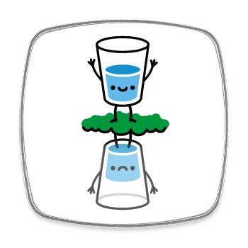 Das Glas ist halb voll, halb leer lustige Optimist - Viereckiger Kühlschrankmagnet - Weiß - Vorne
