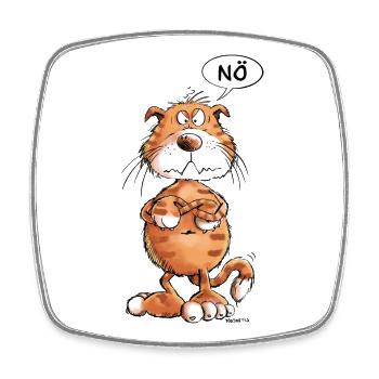 Mürrische Nö Katze I Katzenmotiv Comic Statement - Viereckiger Kühlschrankmagnet - Weiß - Vorne