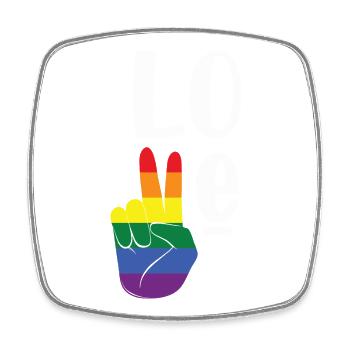 Love Regenbogen Hand Pride LGBTQ Shirt - Viereckiger Kühlschrankmagnet - Weiß - Vorne