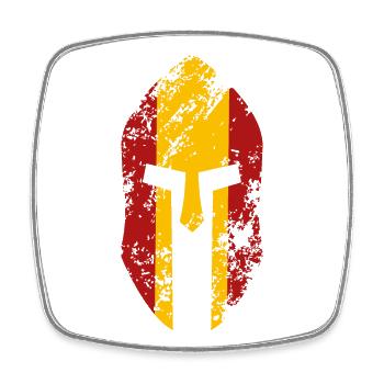 Casque spartiate avec le drapeau de l’Espagne - Magnet carré - blanc - Devant
