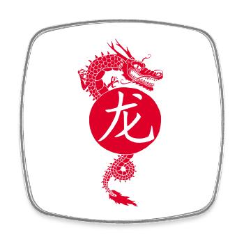 Dragon rouge de Chine - Magnet carré - blanc - Devant