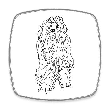 Fluffy Terrier - Linienhunde Portrait - Viereckiger Kühlschrankmagnet - Weiß - Vorne