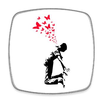 Butterfly Boy Street Art Style - Square fridge magnet - white - Front