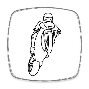 Wheelie extrem mit Rennmotorrad - dunkel - Viereckiger Kühlschrankmagnet - Weiß - Vorne