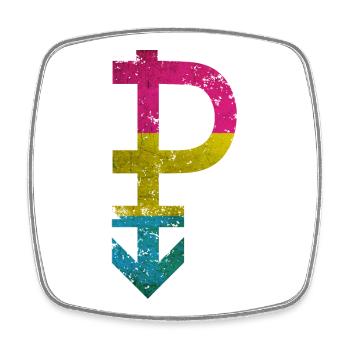 Symbol Pansexualität Stolz Flagge Grunge Effekt - Viereckiger Kühlschrankmagnet - Weiß - Vorne