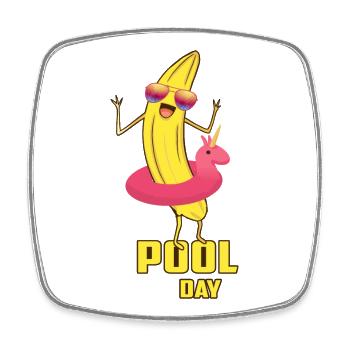 Coole Pool Banane - Viereckiger Kühlschrankmagnet - Weiß - Vorne