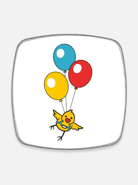 Poussin ballon - Magnet carré - blanc