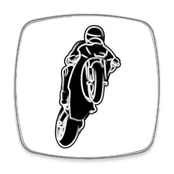 Wheelie extrem mit Motorrad beim Rennen - W/S - Viereckiger Kühlschrankmagnet - Weiß - Vorne