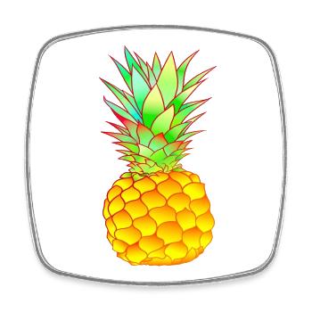 tropische Ananas farbenfroh - Viereckiger Kühlschrankmagnet - Weiß - Vorne
