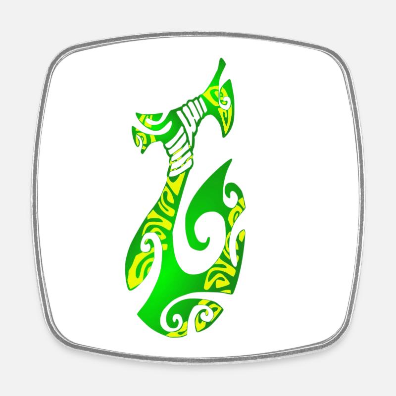 MATAU - Vert (hameçon polynésien) - Magnet carré - blanc