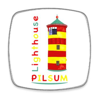 Pilsum lighthouse, landmark, drawing. - Square fridge magnet - white - Front