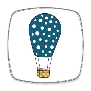 montgolfière bleue - Magnet carré - blanc - Devant