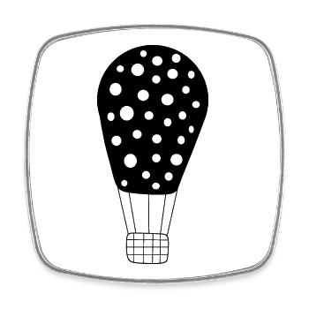 Heißluftballon schwarz - Viereckiger Kühlschrankmagnet - Weiß - Vorne