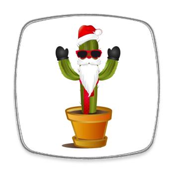 drôle de cactus Père Noël pour Noël - Magnet carré - blanc - Devant