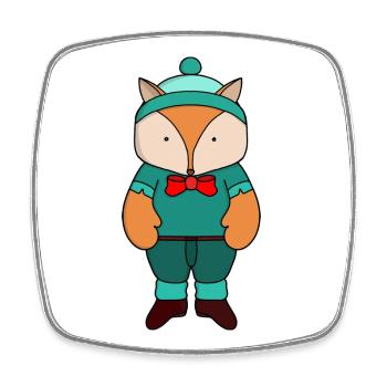 Cute green fox - Square fridge magnet - white - Front