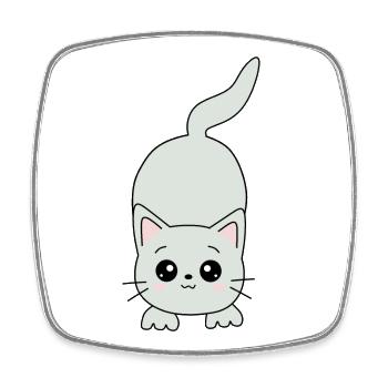 kawaii cat - Square fridge magnet - white - Front