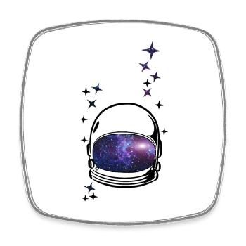 Casque d’astronaute Space Galaxy Stars Cadeau - Magnet carré - blanc - Devant