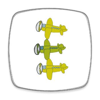 Avion 3 fois - Magnet carré - blanc - Devant