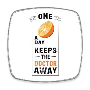 ONE ORANGE a day keeps the doctor away - Square fridge magnet - white - Front